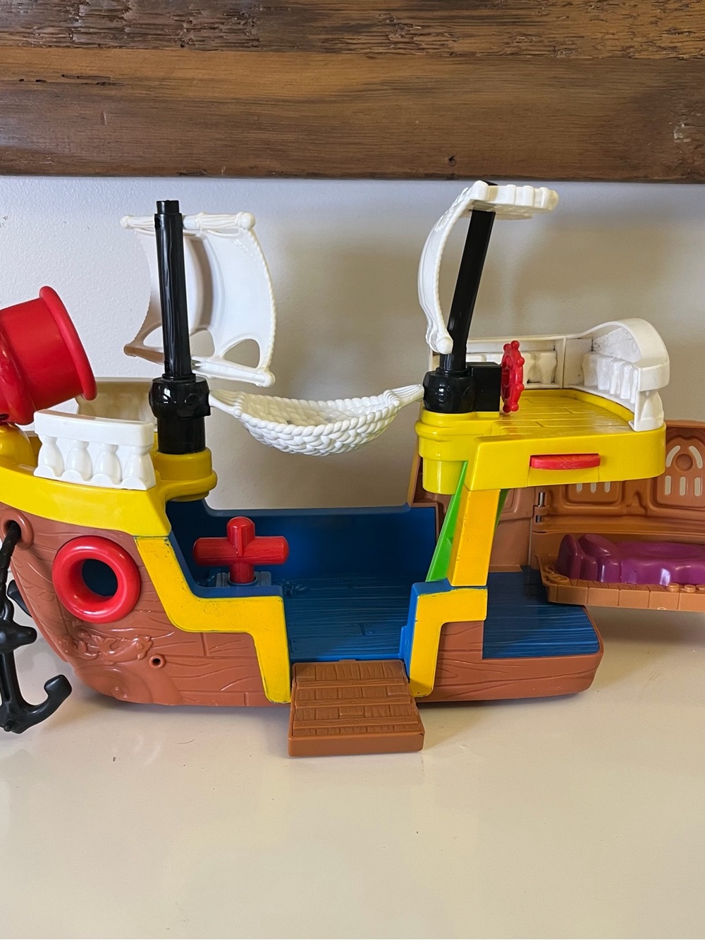 Kids Pirate Play Ship Toy - Blue, Yellow & White